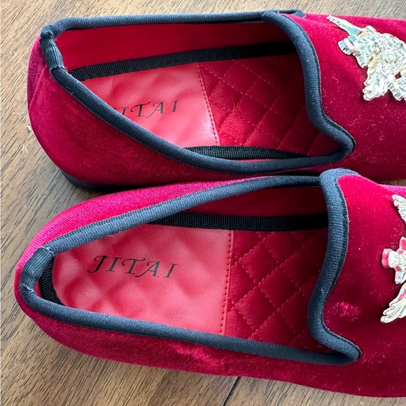 JITAI Mens Dress Tuxedo Shoes for Men Slip-on Loafers Red Gold Size 7 - Picture 3 of 11